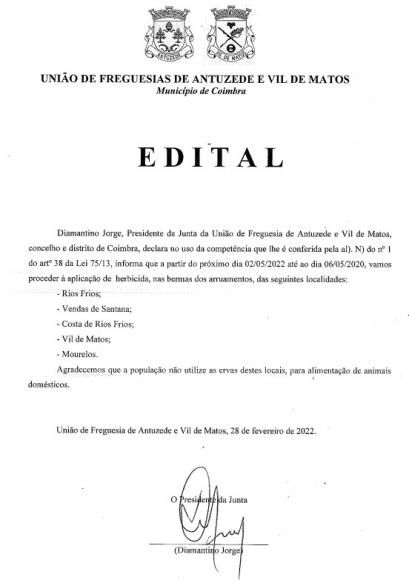 Aplica&ccedil;&atilde;o de herbicidas - 2 de Maio de 2022