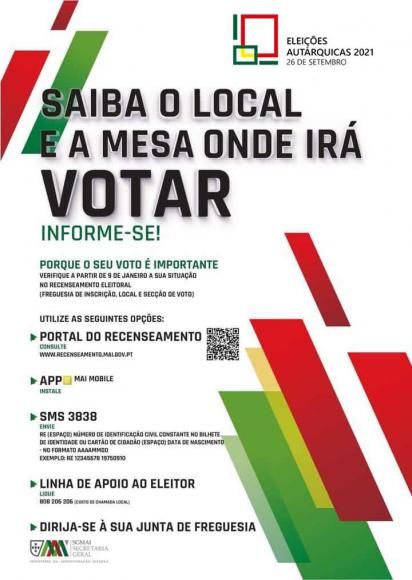 Consulta dos cadernos de recenseamento - Saber onde votar