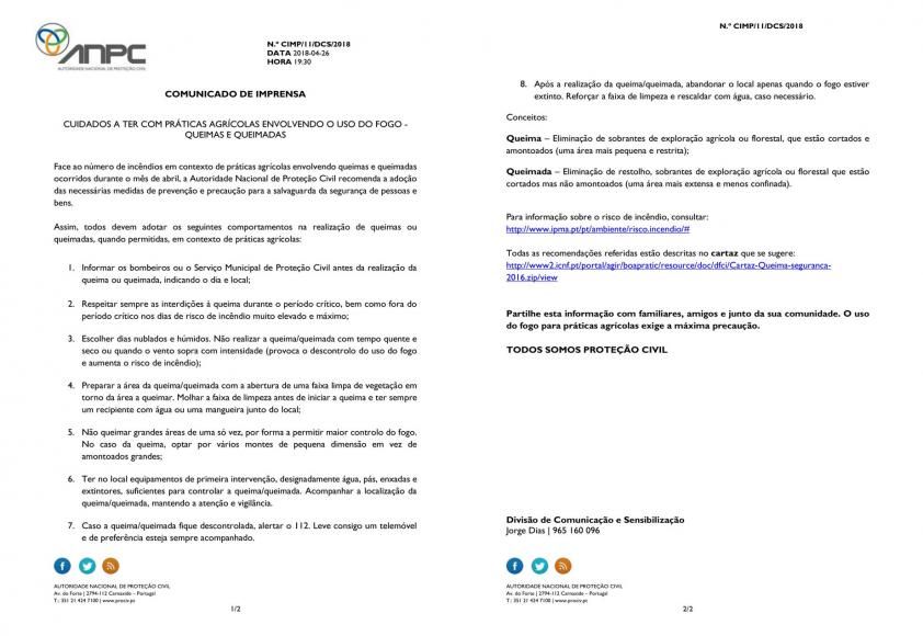 Cuidados a ter com pr&aacute;ticas agr&iacute;colas envolvendo o uso do fogo &ndash; Queimas e queimadas.